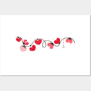 Hearts Valentine's Day doodle hearts border design Posters and Art